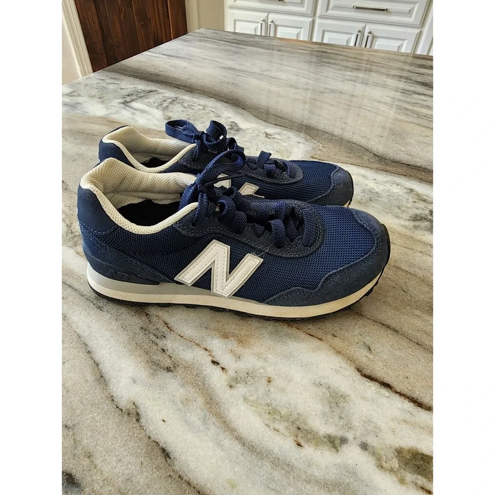 New Balance 515 Kids Youth Navy Blue White Suede Mesh‎ Sneakers